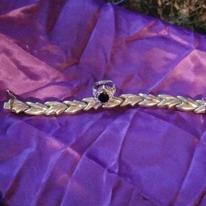 Sterling Silver Bracelet And Sapphire Ring